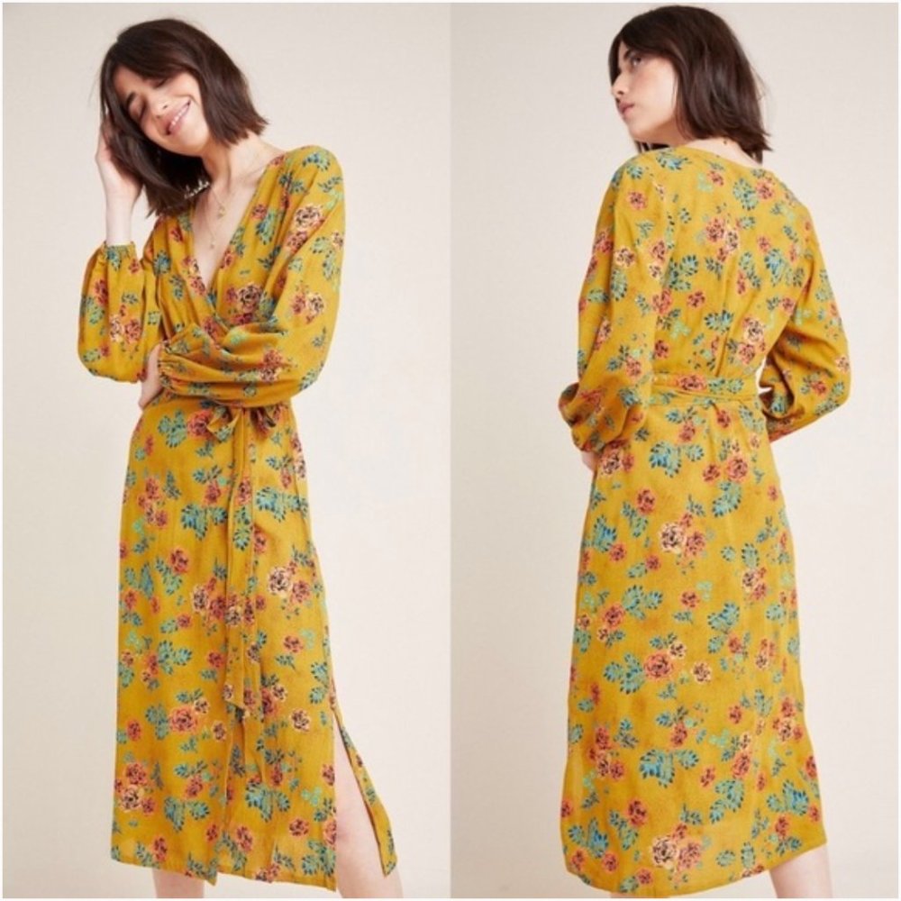 🔥Sales Faithfull The Brand X Anthropologie Le Figuaro Floral Wrap Dress XS